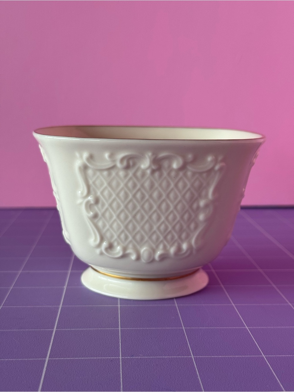 Lenox off White Ceramic Bowl with Gold Rim